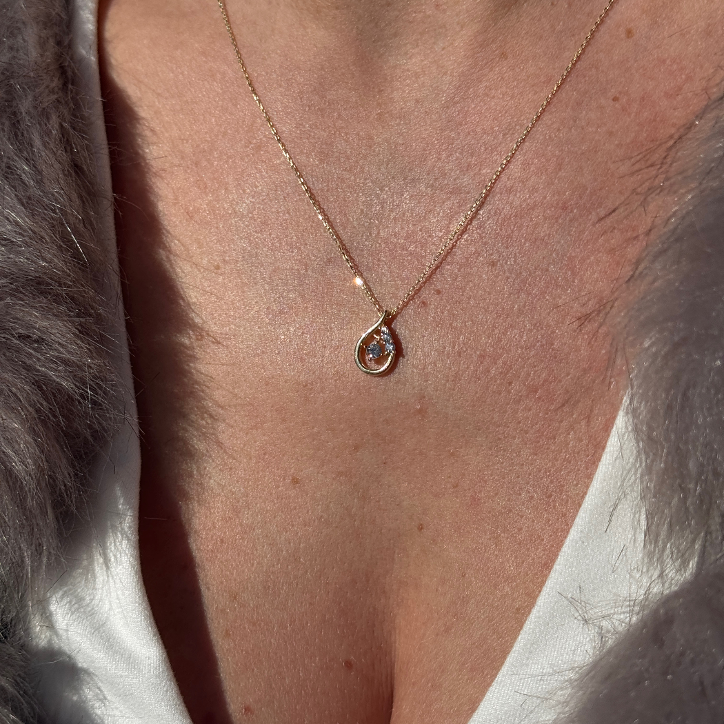 ''Tropfen mit Strass''-Halskette - 585er Gold - Elina Gold