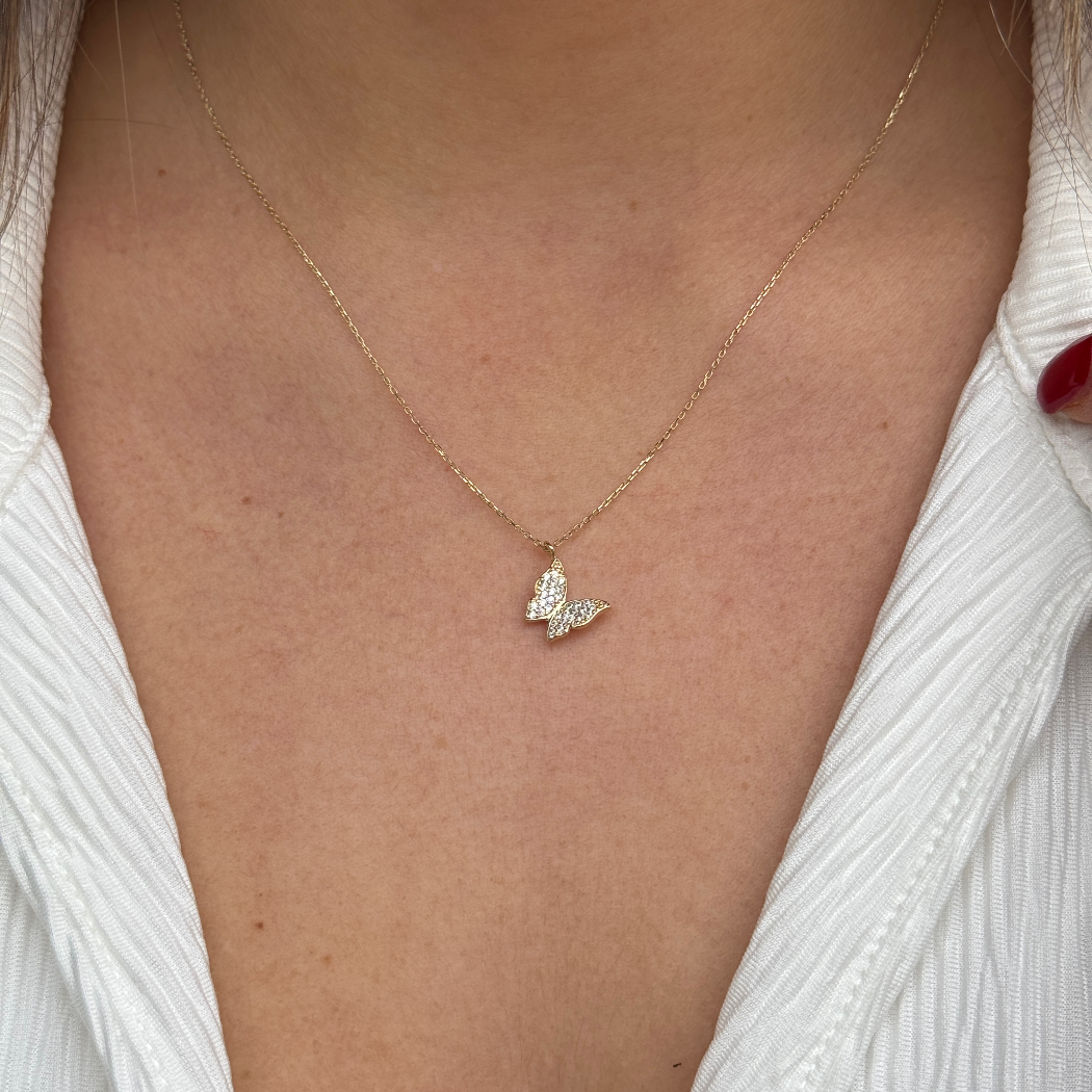 Schmetterling Kette - 585er Echtgold - Elina Gold
