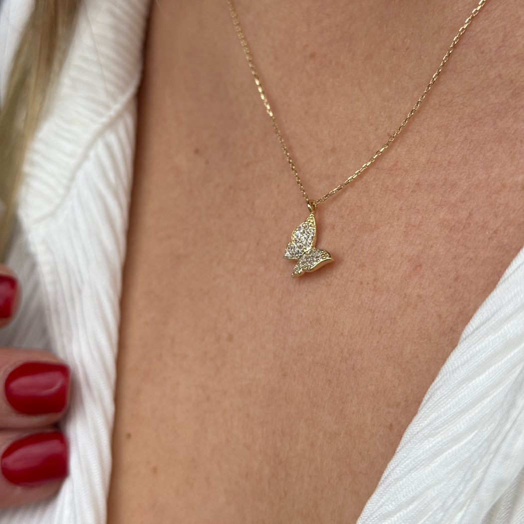 Schmetterling Kette - 585er Echtgold - Elina Gold