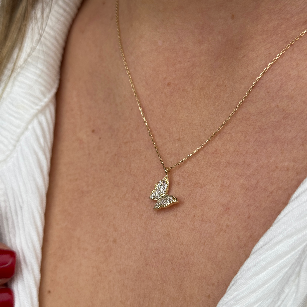 Schmetterling Kette - 585er Echtgold - Elina Gold