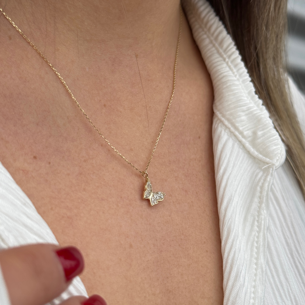 Schmetterling Kette - 585er Echtgold - Elina Gold