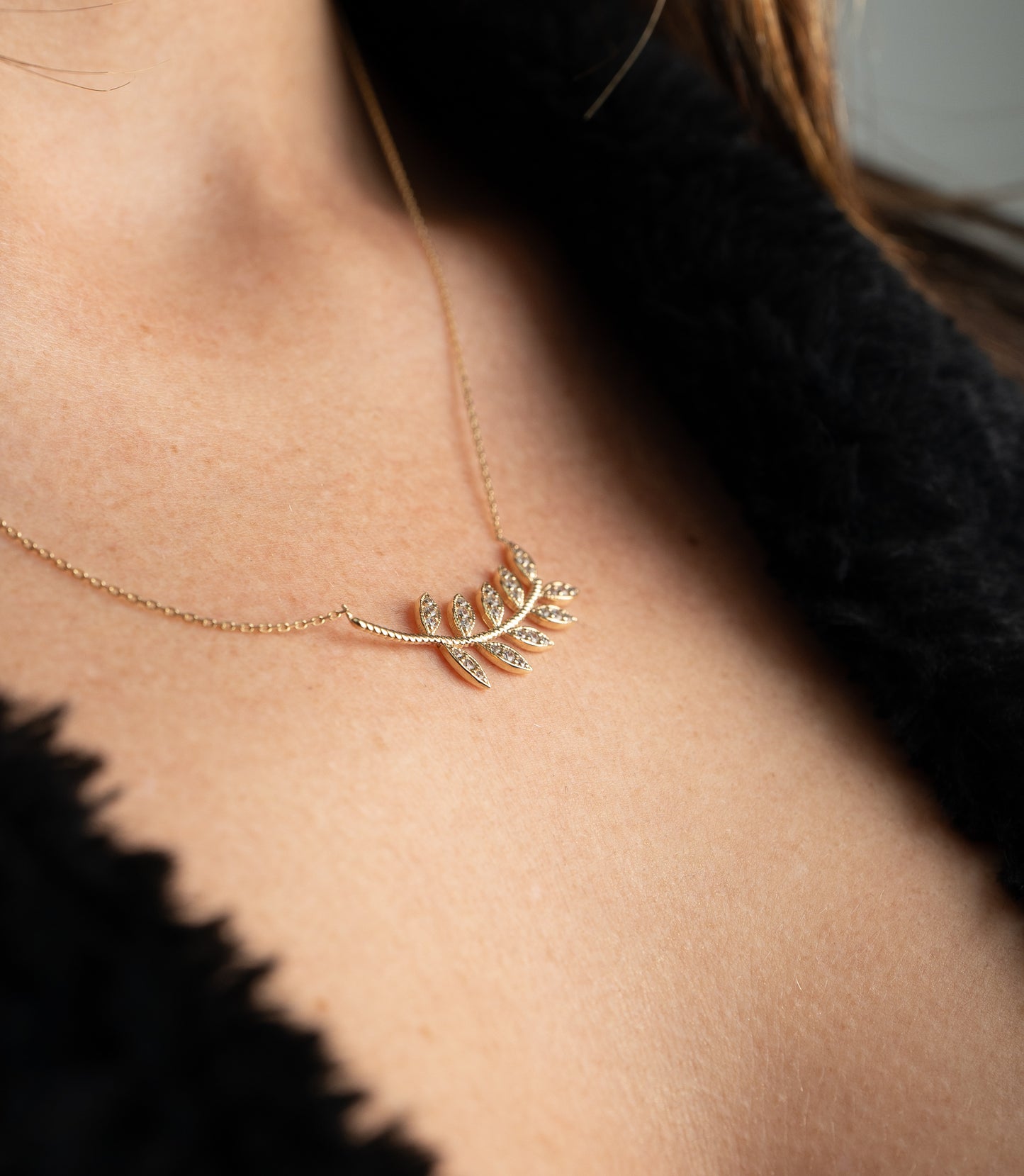''Blatt Melodie''-Kette - 585er Gold - Elina Gold