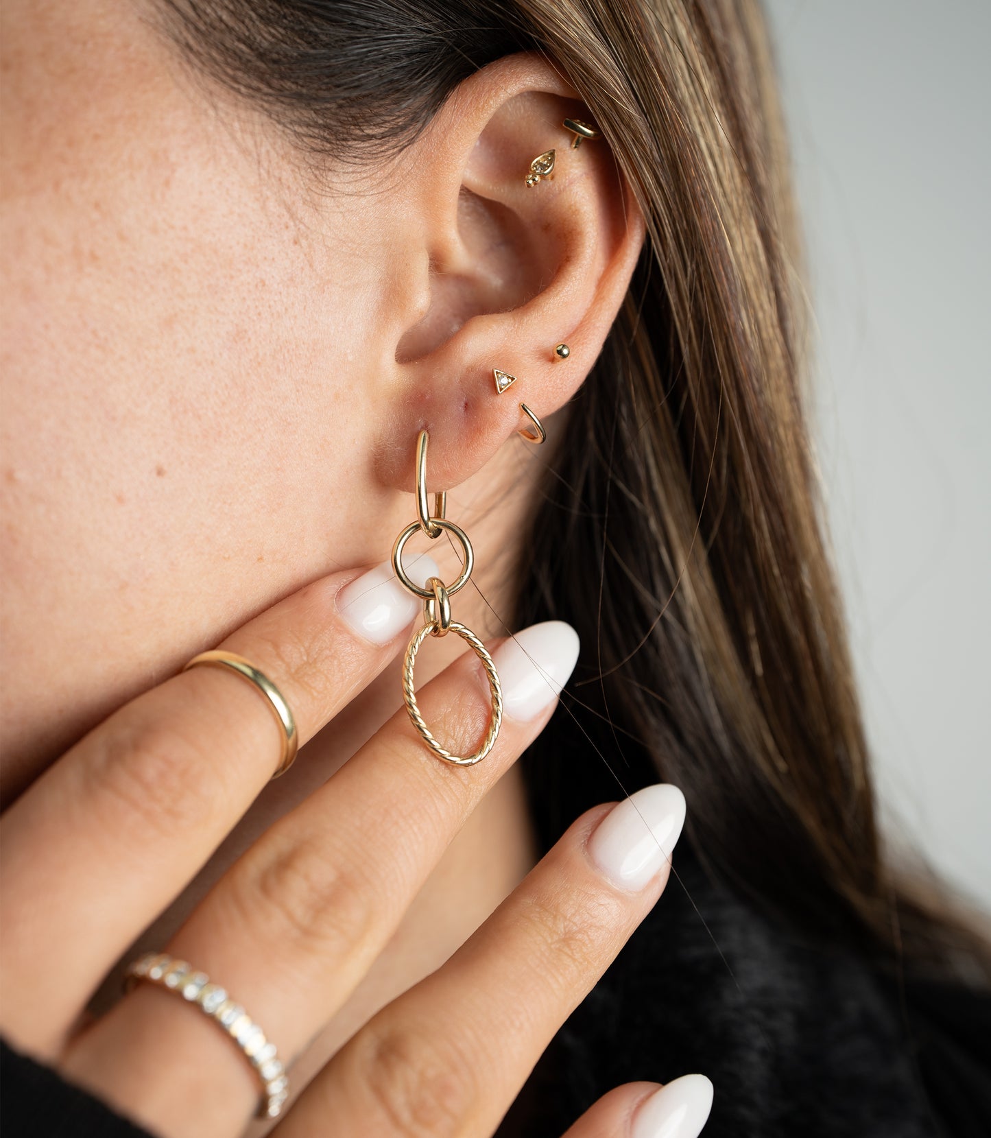 ''4 in 1 Creole''-Ohrring - 585er Gold - Elina Gold