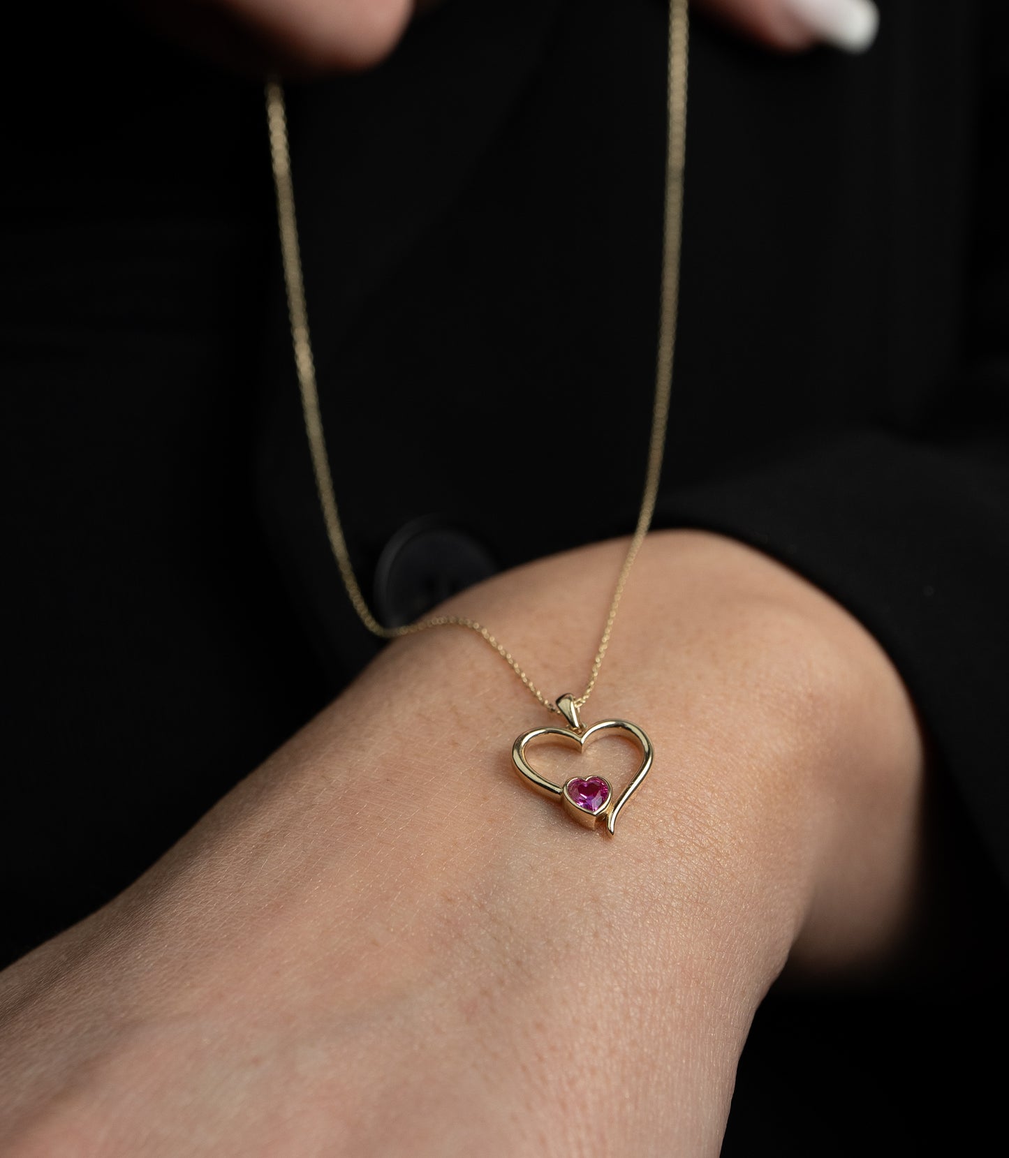 ''Doppelherz Pink''-Kette - 585er Gold - Elina Gold