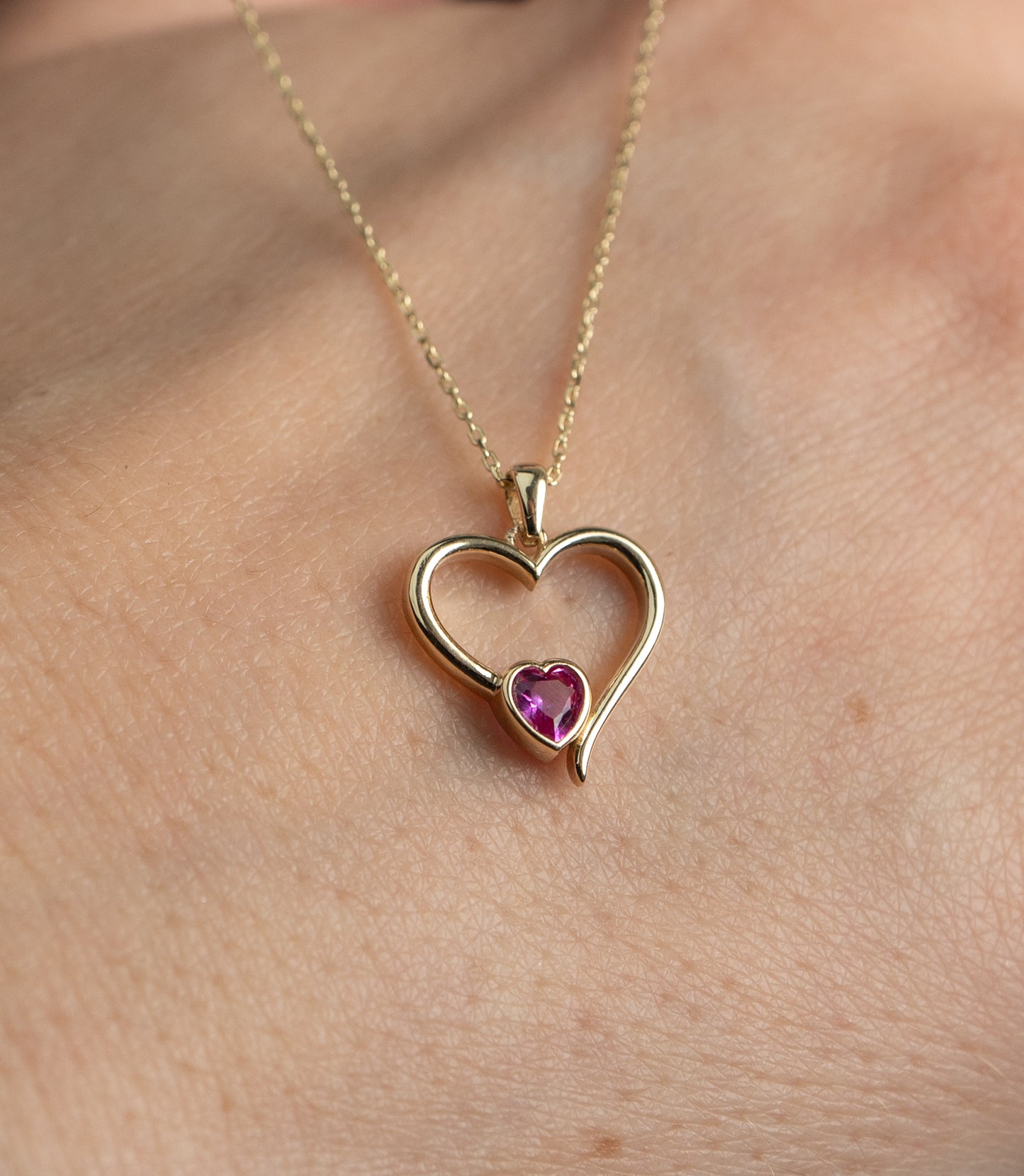 ''Doppelherz Pink''-Kette - 585er Gold - Elina Gold