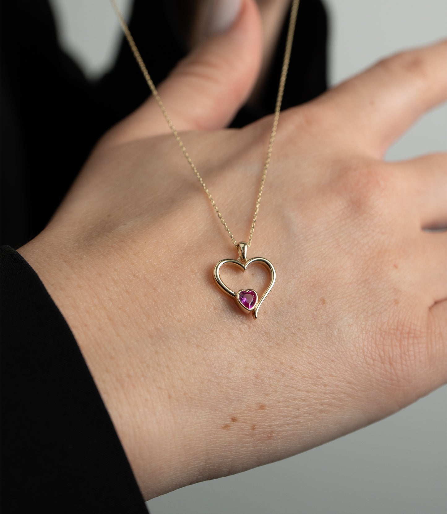''Doppelherz Pink''-Kette - 585er Gold - Elina Gold