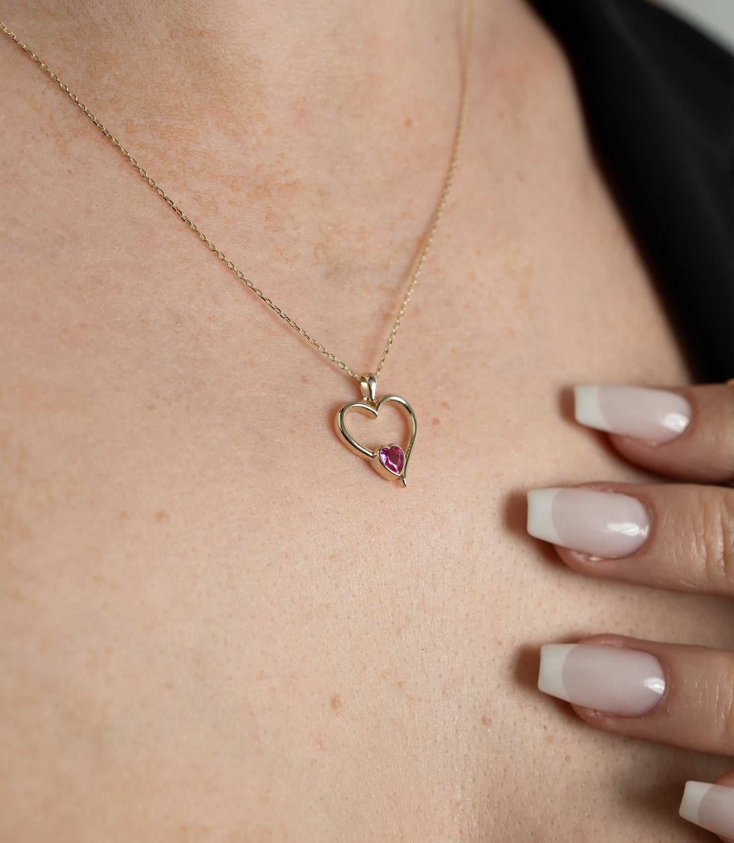 ''Doppelherz Pink''-Kette - 585er Gold - Elina Gold