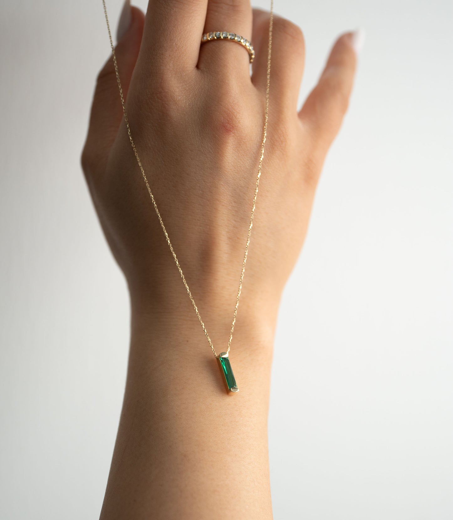 ''Grüne Säule''-Kette - 585er Gold - Elina Gold