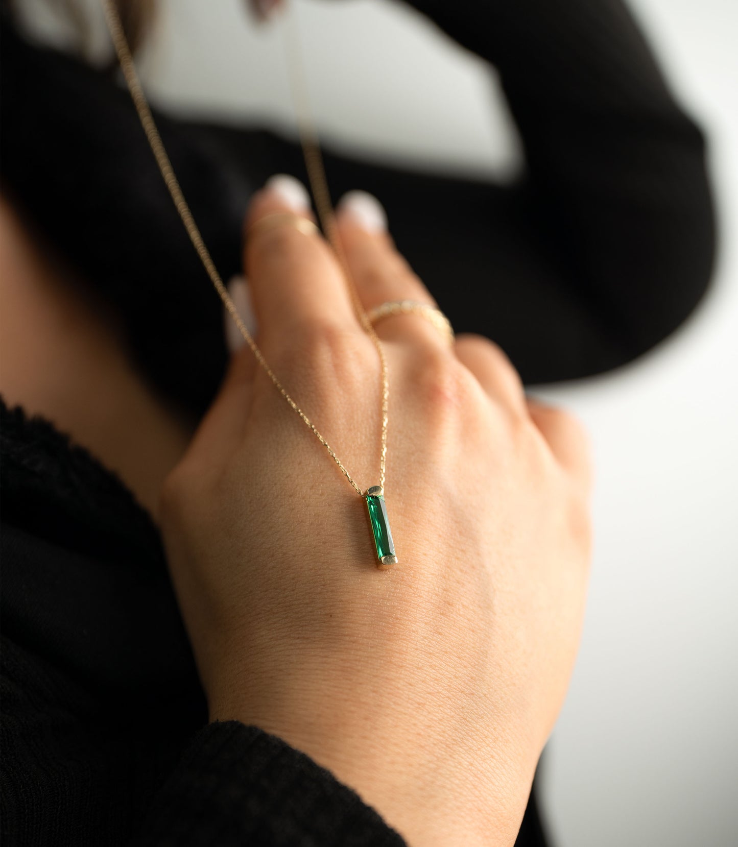 ''Grüne Säule''-Kette - 585er Gold - Elina Gold