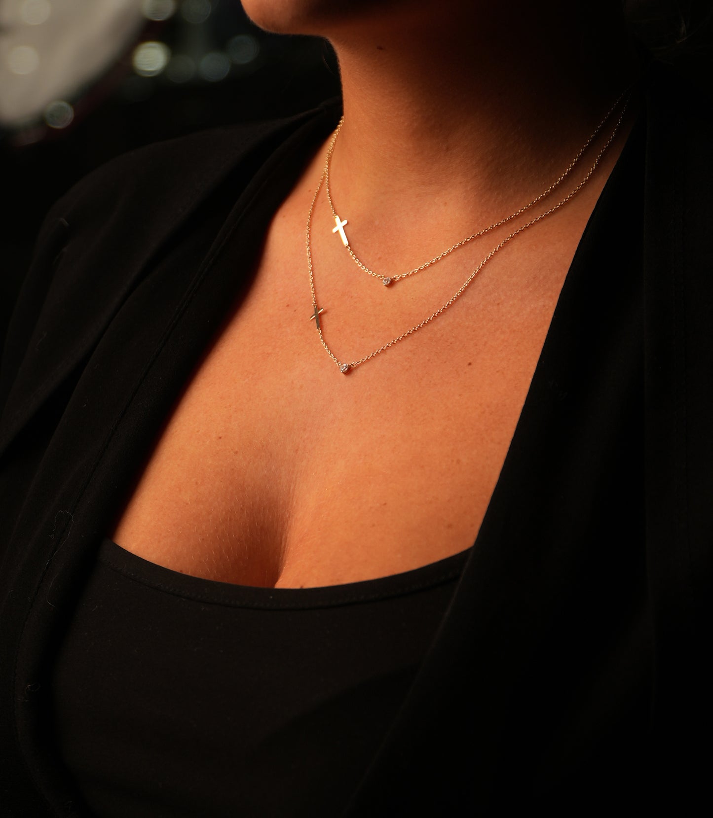 ''Kreuz - Solitär''-Kette 585er Gold - Elina Gold