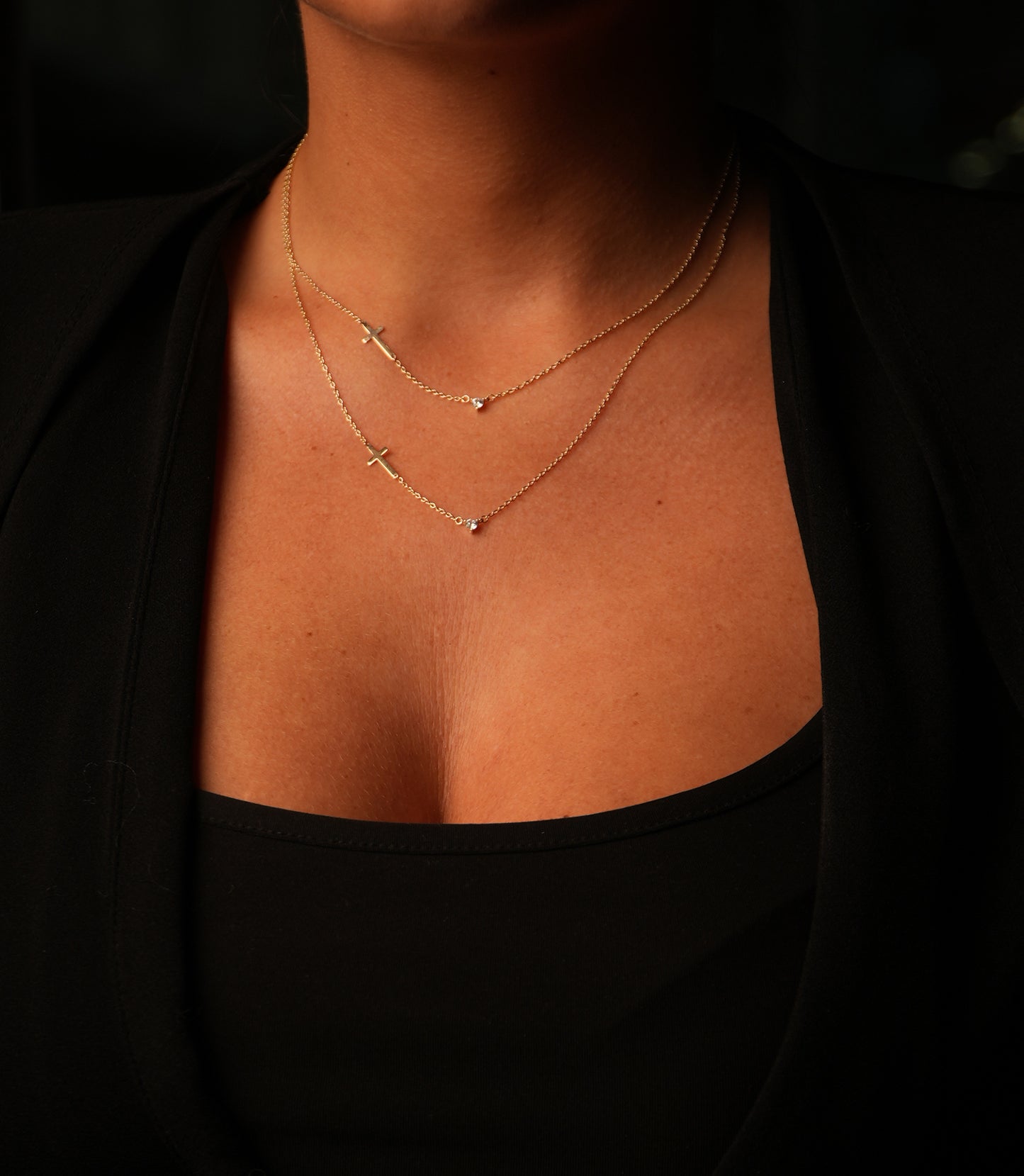 ''Kreuz - Solitär''-Kette 585er Gold - Elina Gold