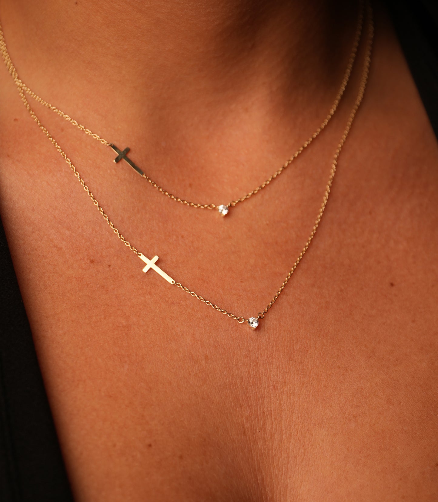 ''Kreuz - Solitär''-Kette 585er Gold - Elina Gold