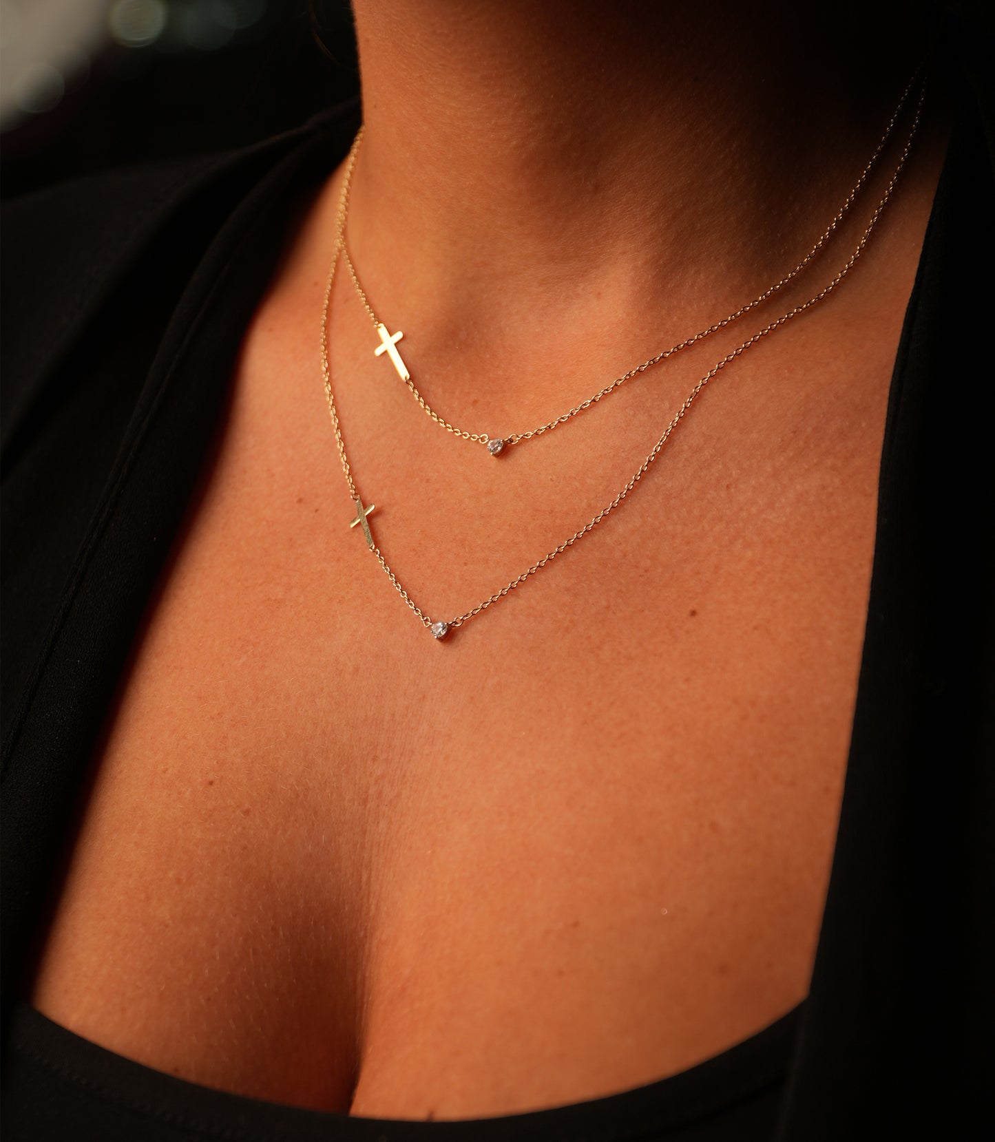 ''Kreuz - Solitär''-Kette 585er Gold - Elina Gold