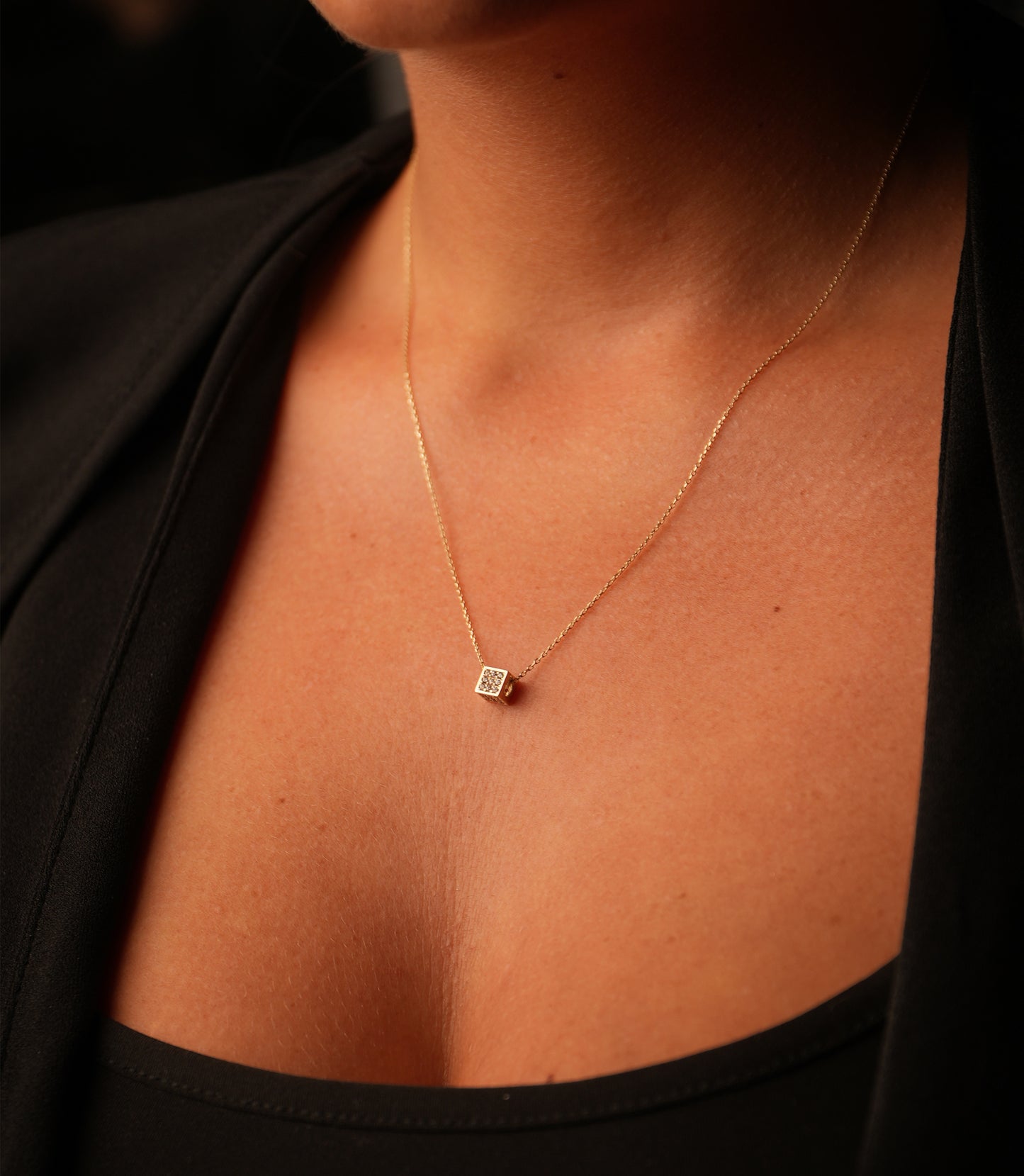 Würfel Anhänger -Kette 585er Gold - Elina Gold