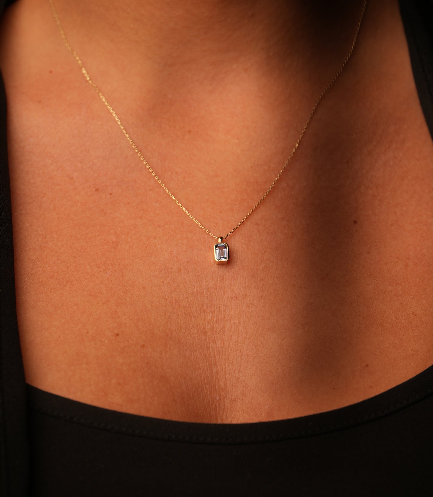 Baguette Hellblau -Kette 585er Gold - Elina Gold