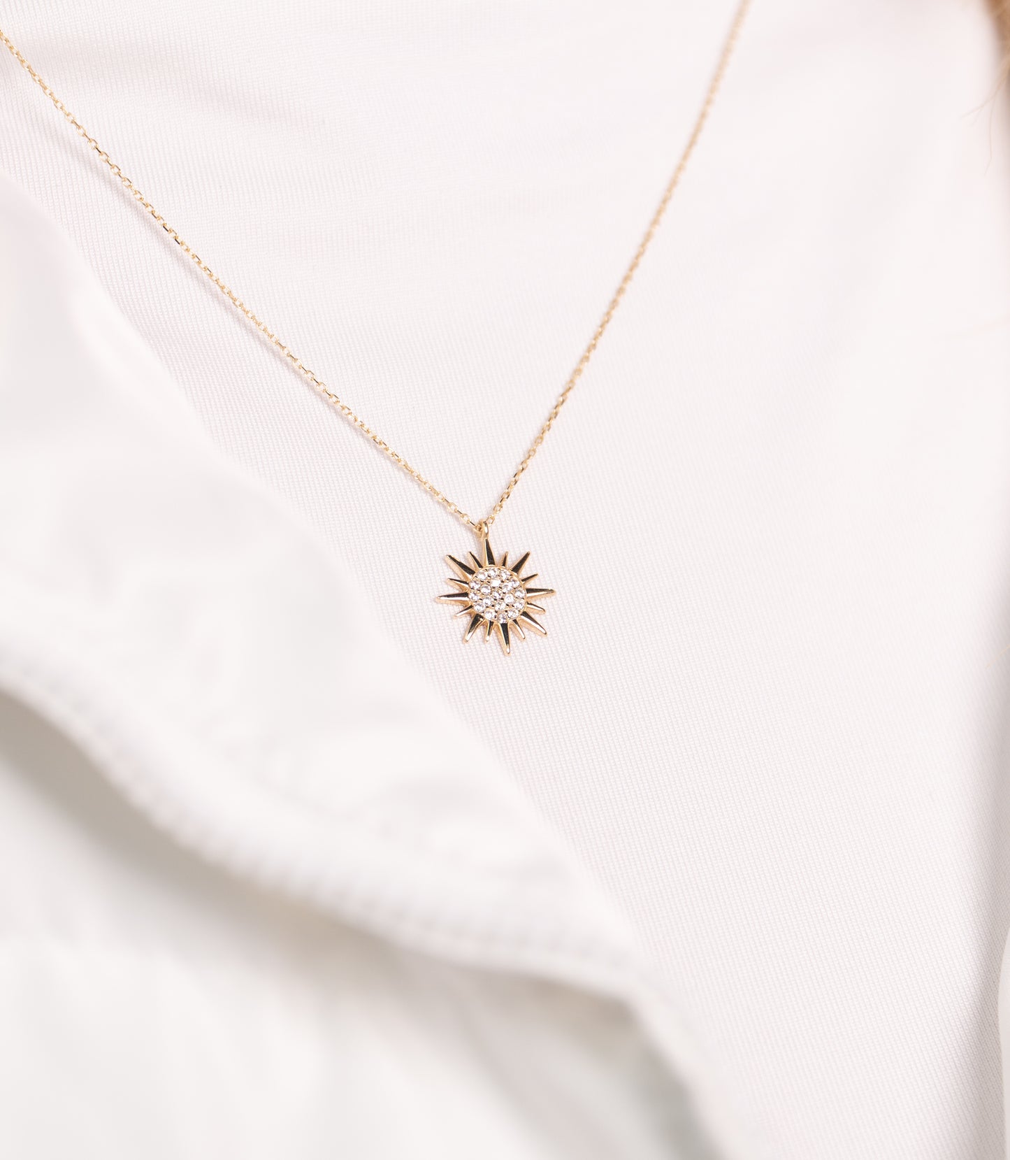 ''Sonne Glitzer''-Kette - 585er Gold - Elina Gold