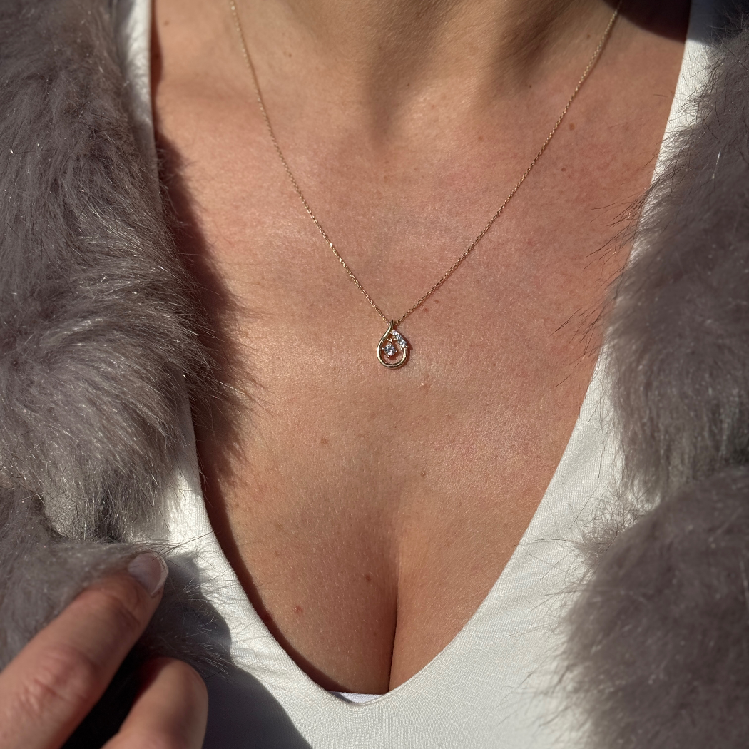 ''Tropfen mit Strass''-Halskette - 585er Gold - Elina Gold