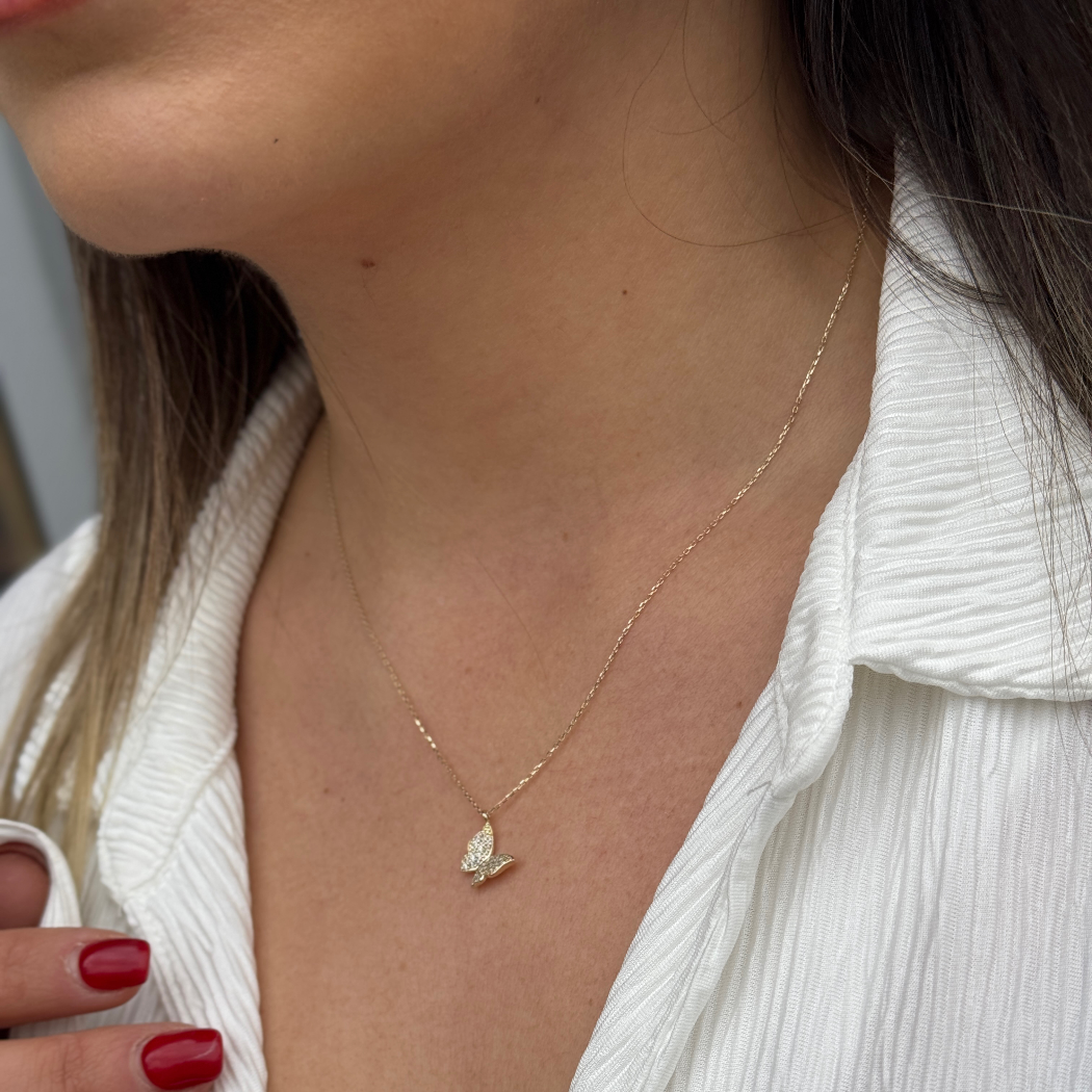 Schmetterling Kette - 585er Echtgold - Elina Gold
