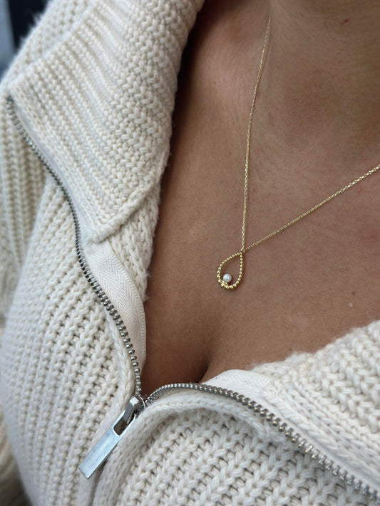 Tropfen Perle Kette -Kette mit Anhänger – 585er Gold – Elinagold