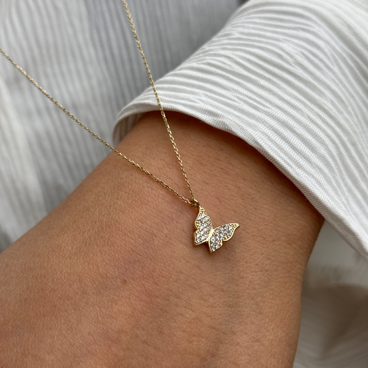 Schmetterling Kette - 585er Echtgold - Elina Gold