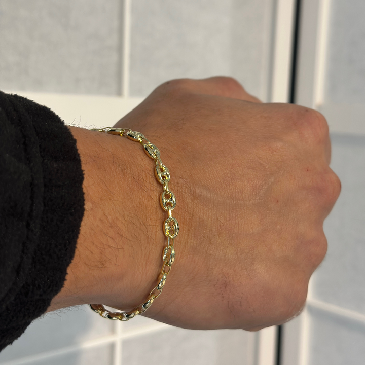 Golden Bean Bohnen Herrenarmband – 585er Gold