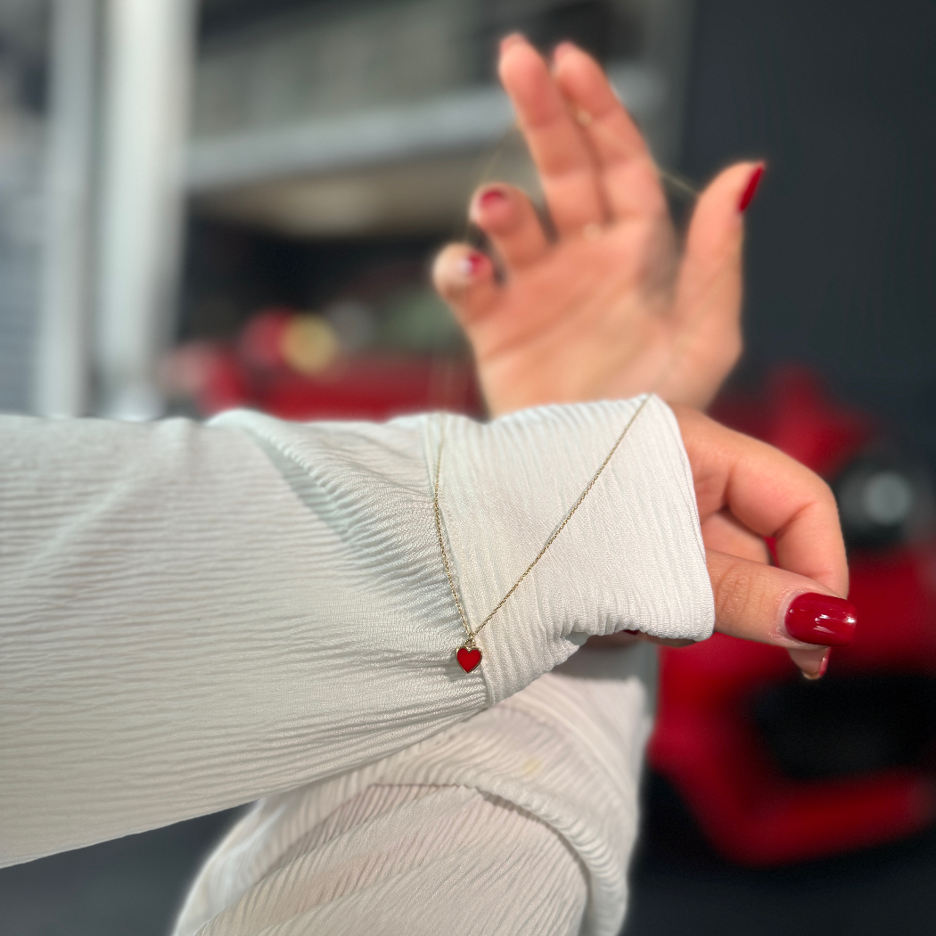 Rotes Herz Kette – 585er Gold