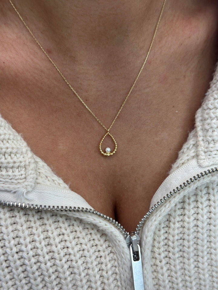 Tropfen Perle Kette – 585er Gold