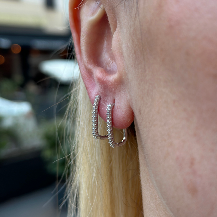 Strass Weißgold Creolen – 585er Gold