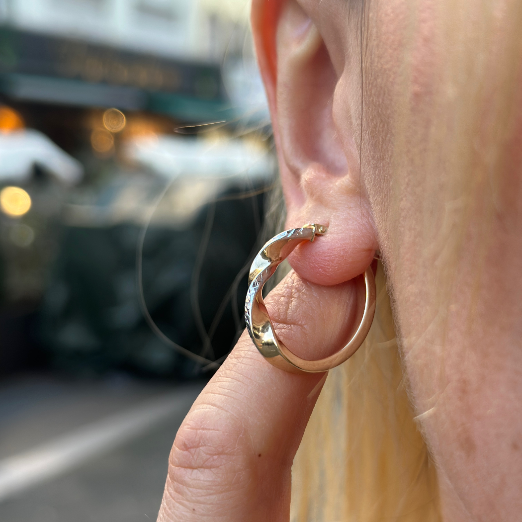 Twister Creolen Bicolor – Ohrringe 585er Gold