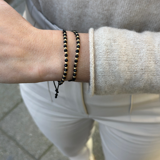 Schwarze Dorika Band-Armband - 585er Gold - Elina Gold