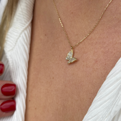 Schmetterling Kette - 585er Echtgold - Elina Gold