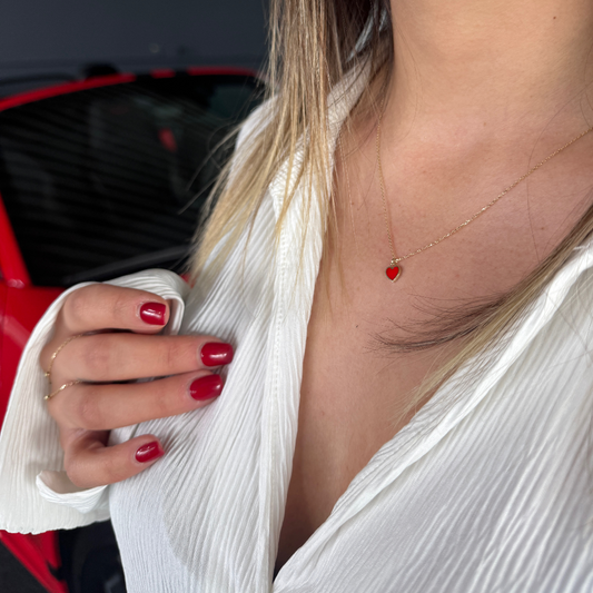 ''Rotes Herz''-Kette - 585er Gold - Elina Gold