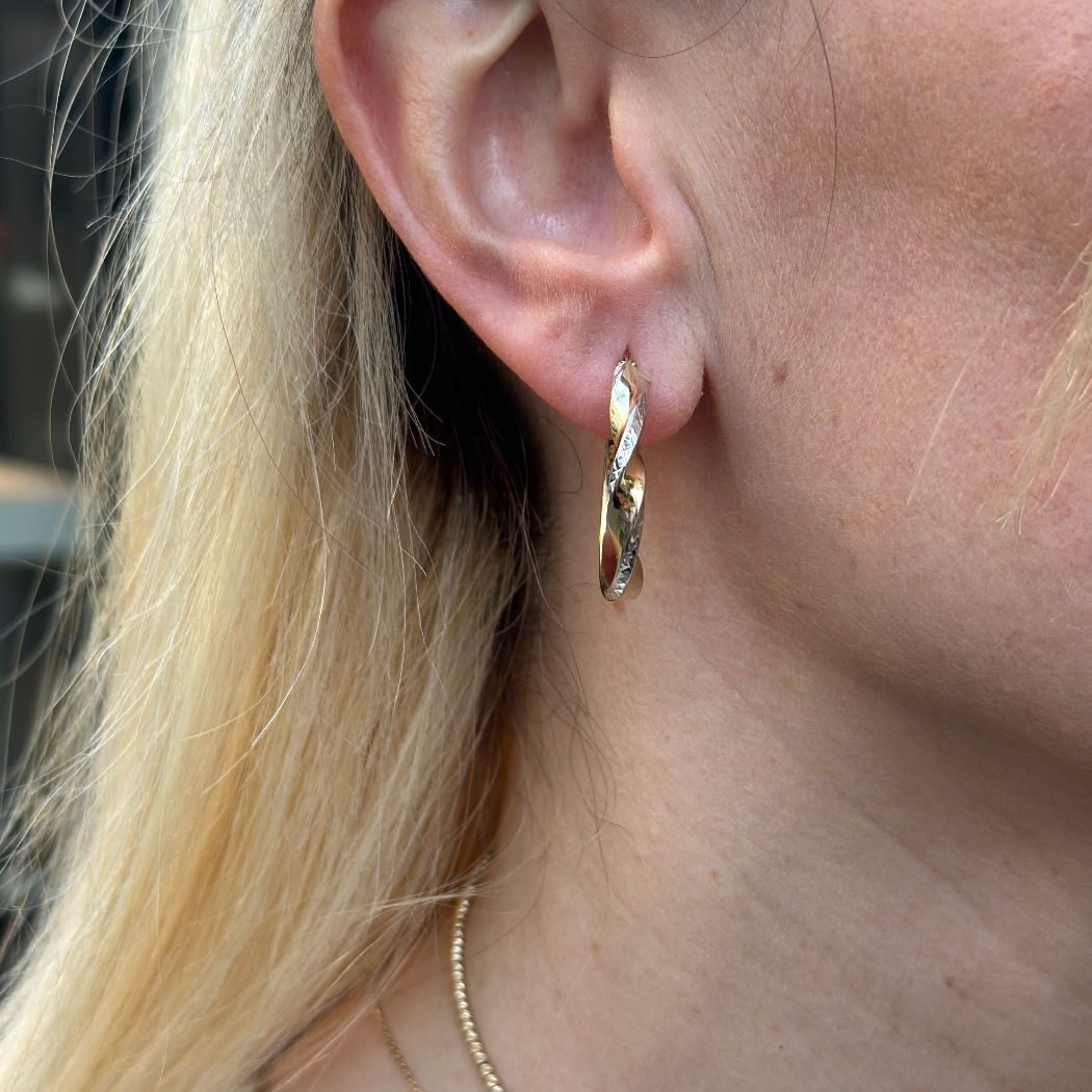 Twister Creolen Bicolor – Ohrringe 585er Gold