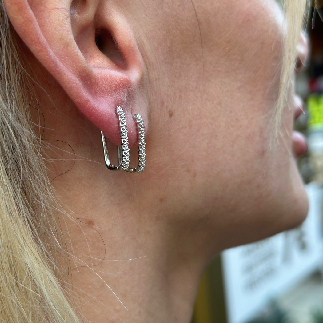 Strass Weißgold Creolen