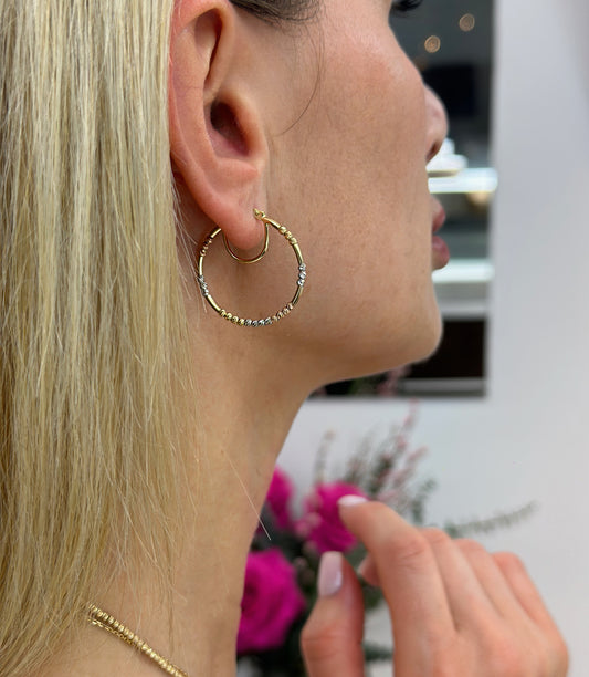 Tricolor Creolen- Ohrring - 585 Gold - Elina Gold