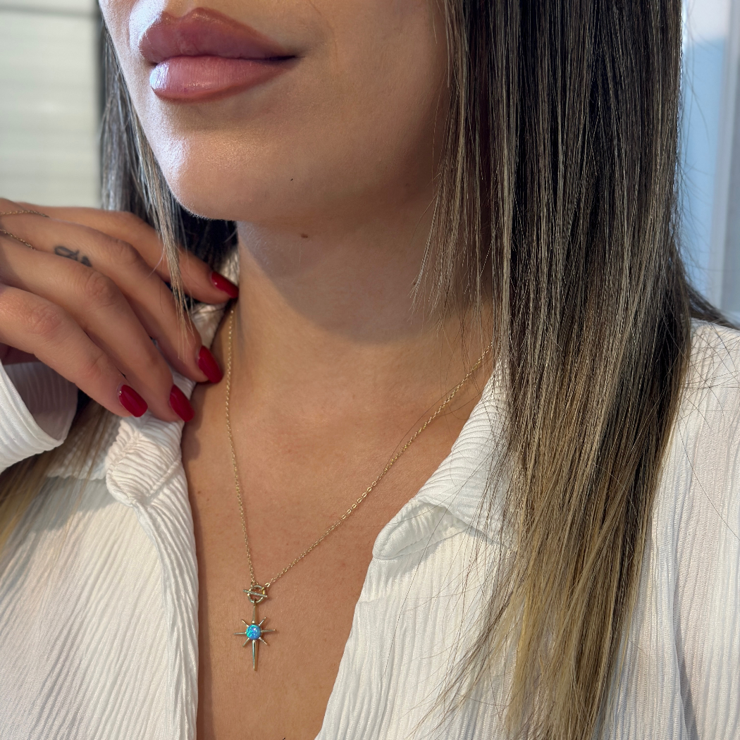 Polarstern Opalit Kette – 585er Gold