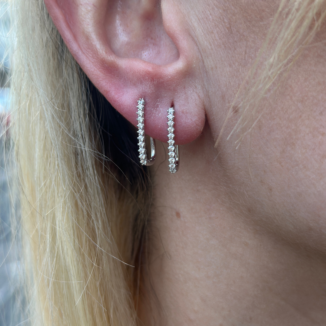 Strass Weißgold Creolen – 585er Gold