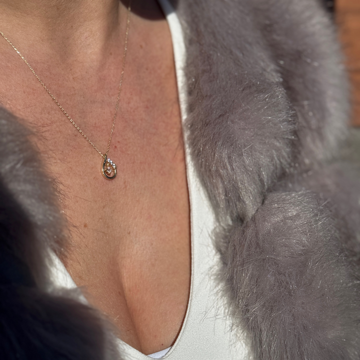 Tropfen mit Strass Halskette – 585er Gold