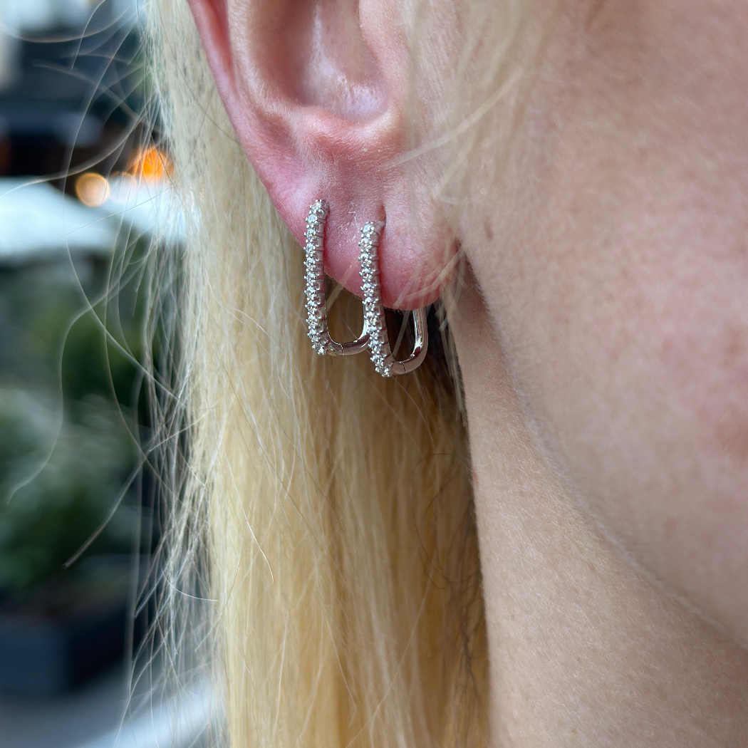 Strass Weißgold Creolen – 585er Gold