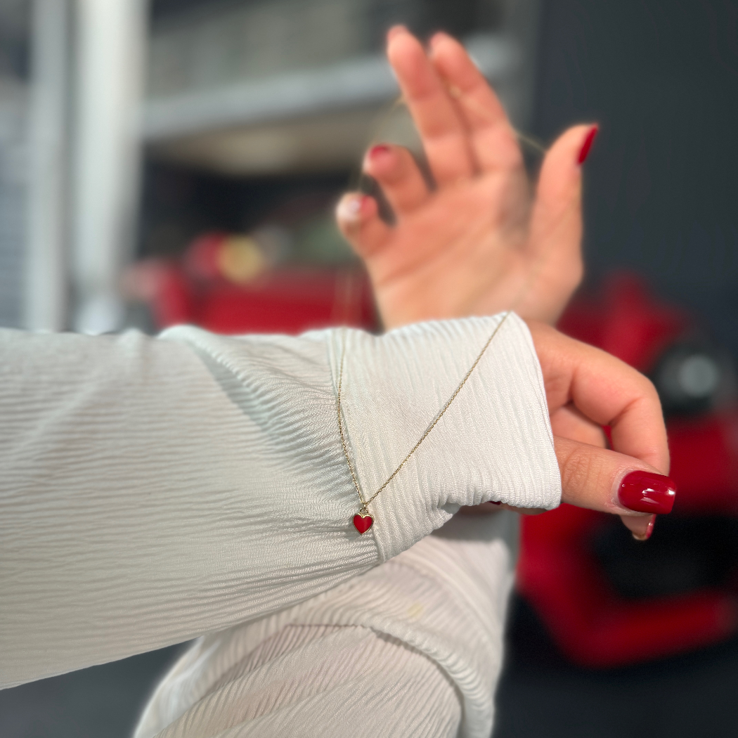 Rotes Herz Kette – 585er Gold