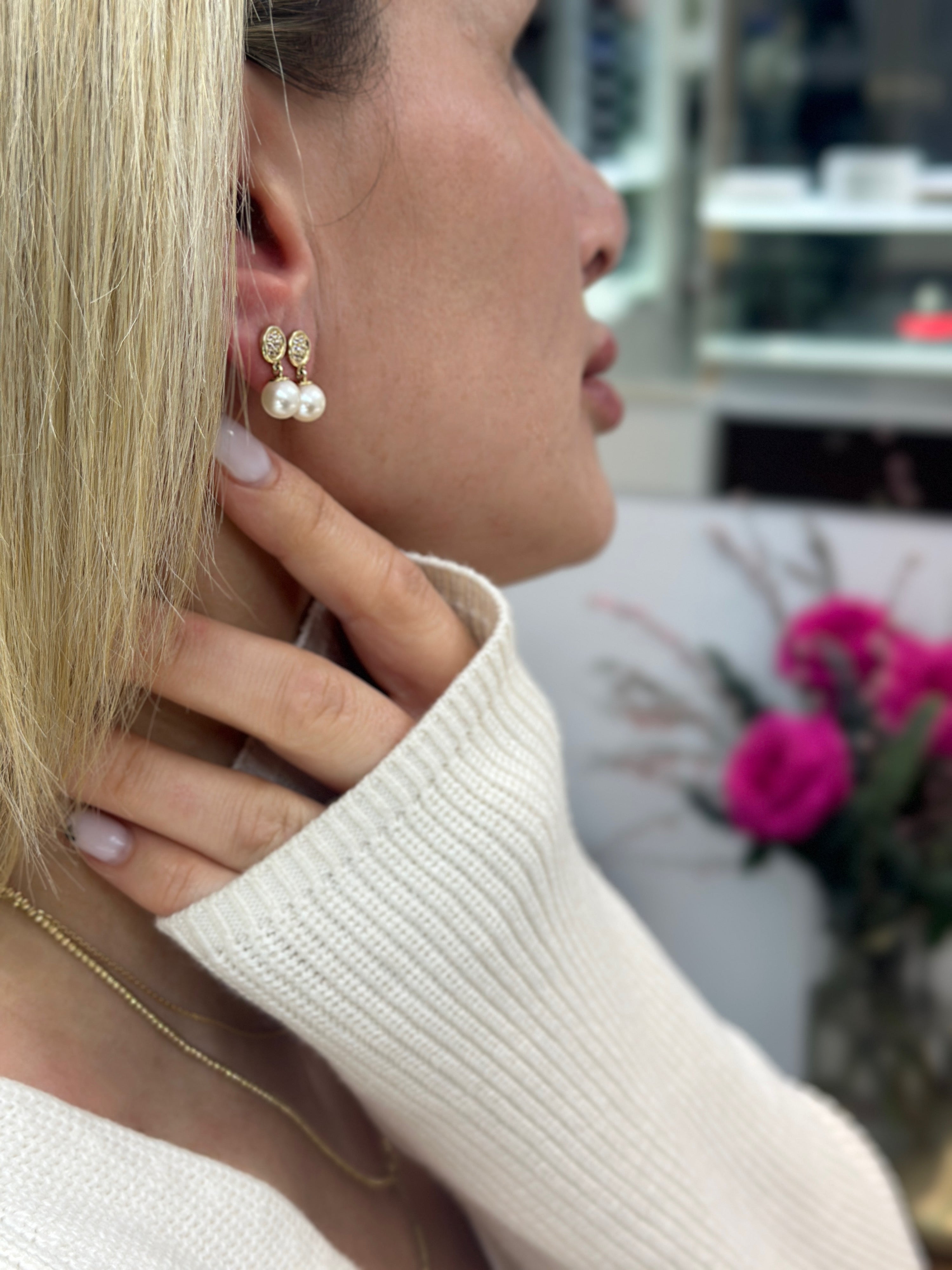 Süßwasserperlen Ohrringe mit Zirkonia