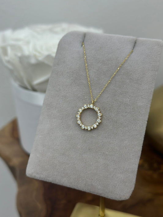 Aurora Glanz Kreis-Kette mit Anhänger – 585er Gold – Elinagold