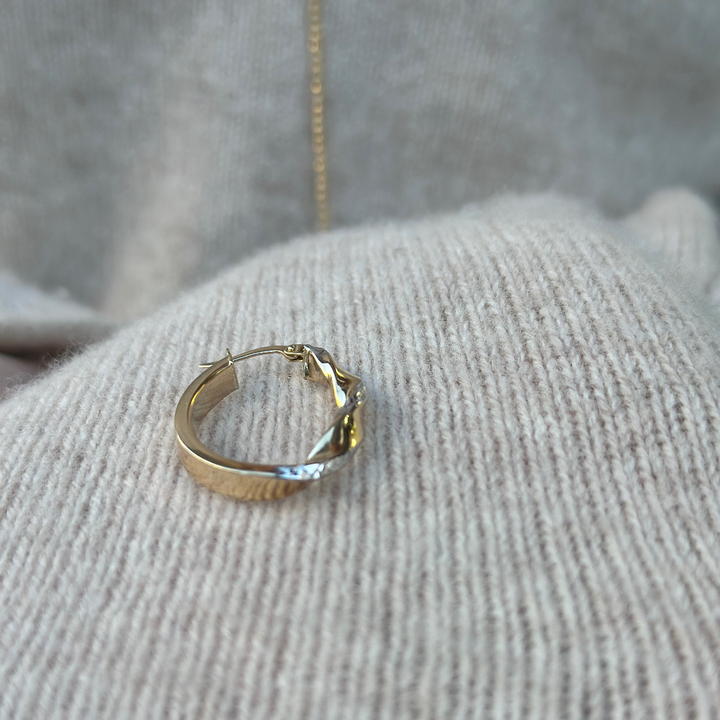 Twister Creolen Bicolor – Ohrringe 585er Gold