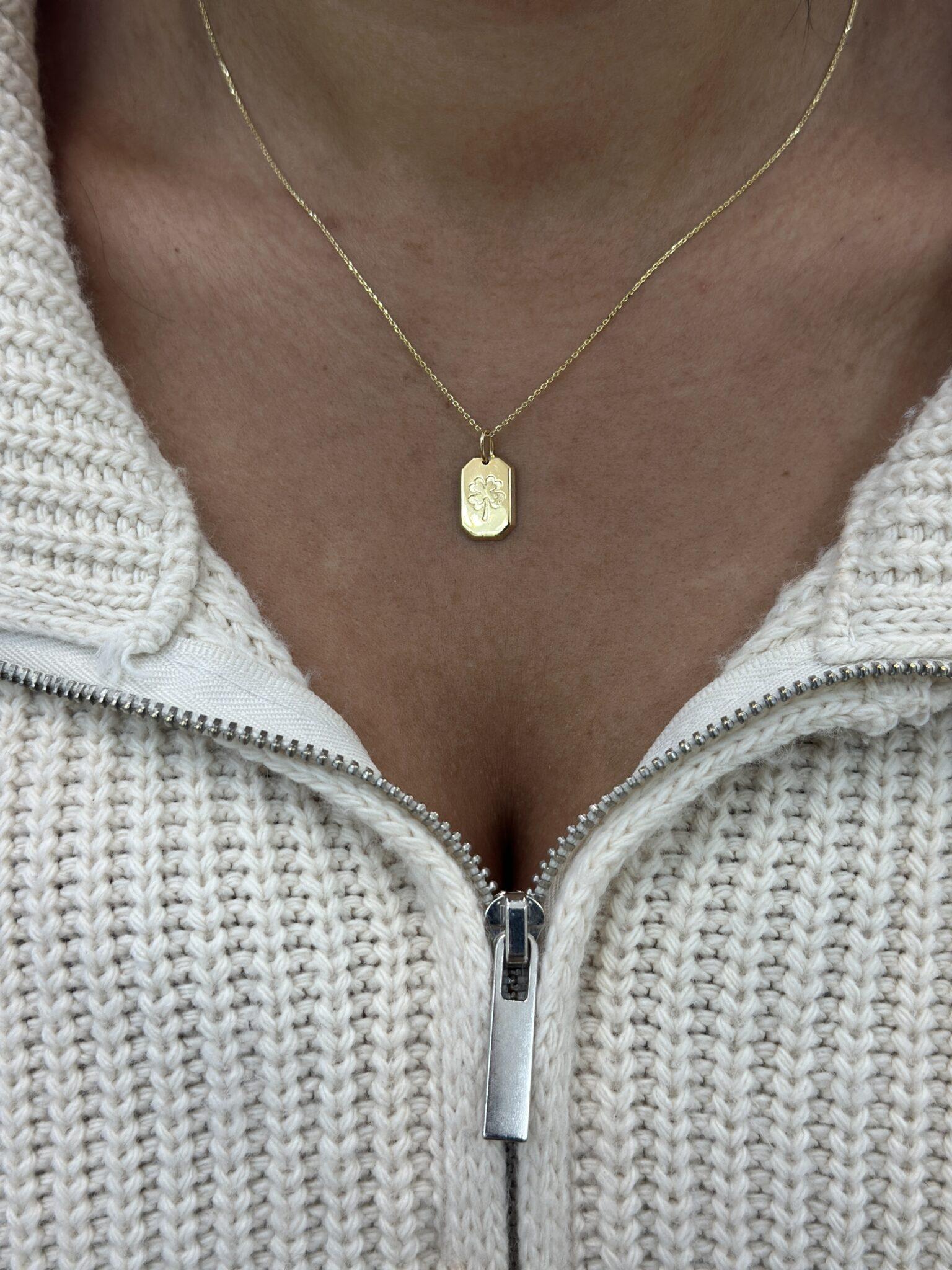 Kleeblatt Platte-Kette mit Anhänger