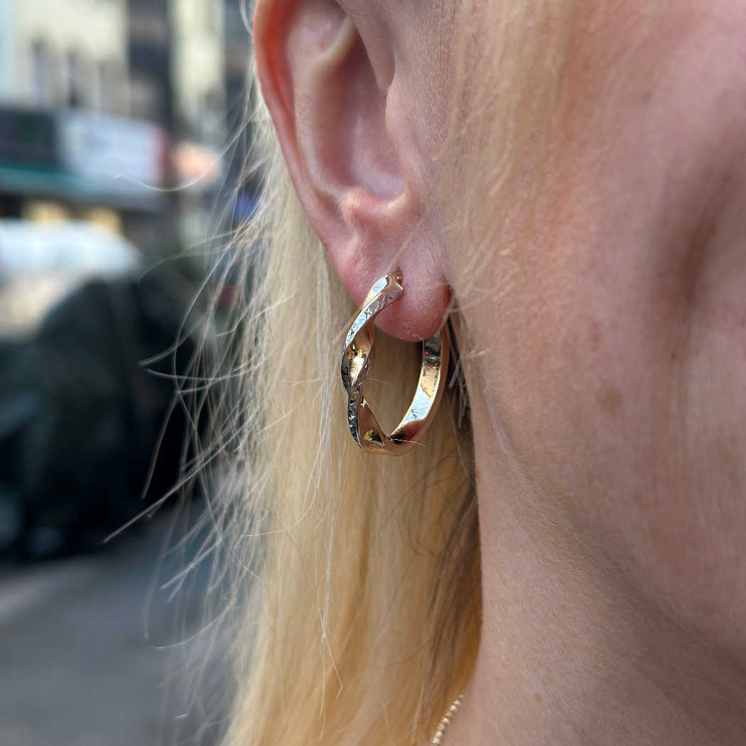 Twister Creolen Bicolor – Ohrringe 585er Gold