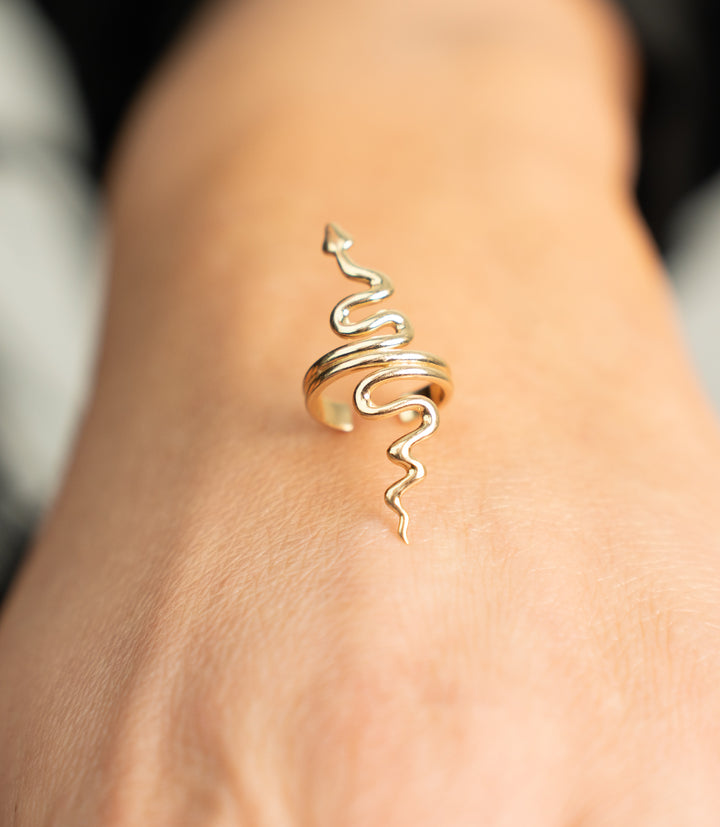 Schlangen Clip Ohrring – 585er Gold