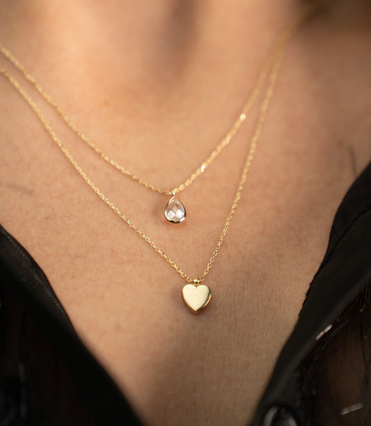 ''Herz & Tropfen''-Kette - 585er Gold - Elina Gold