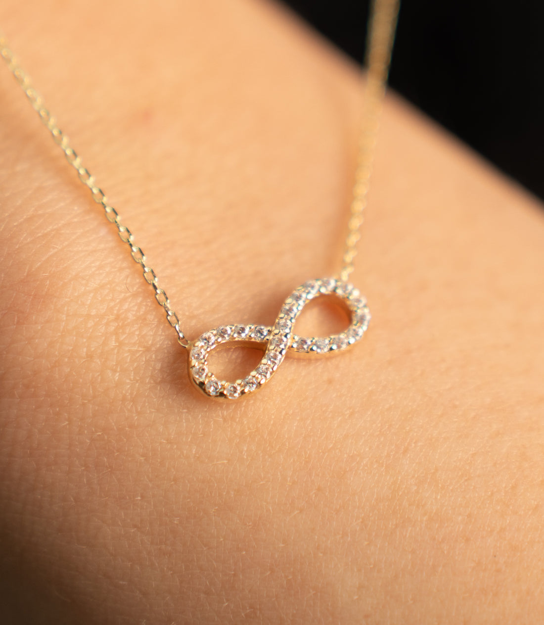 Unendlichkeitszeichen Zirkonia Kette – 585er Gold