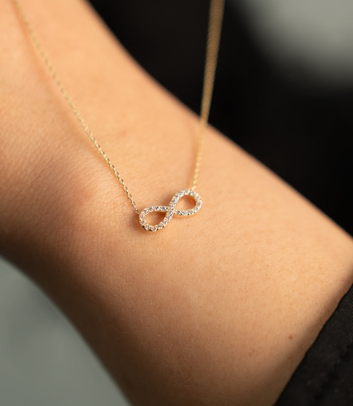 Unendlichkeitszeichen Zirkonia Kette – 585er Gold