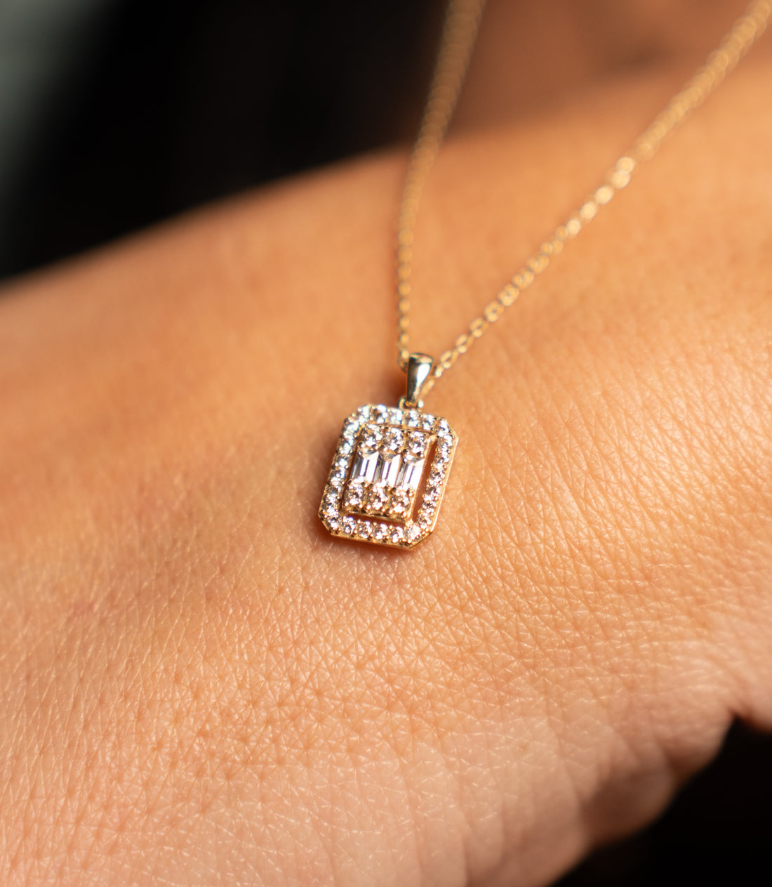 Baguette Shine Kette – 585er Gold